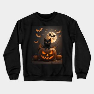 Halloween Pumpkin Cat 6 Crewneck Sweatshirt